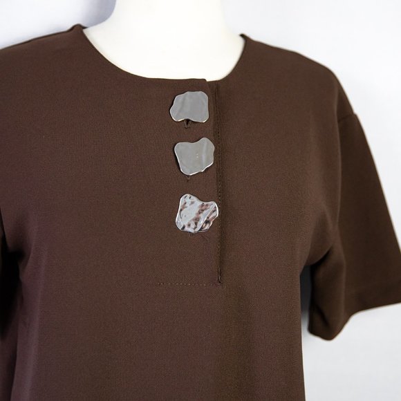 Zara Minimalist Blouse w/ Abstract Buttons - Picture 3 of 6